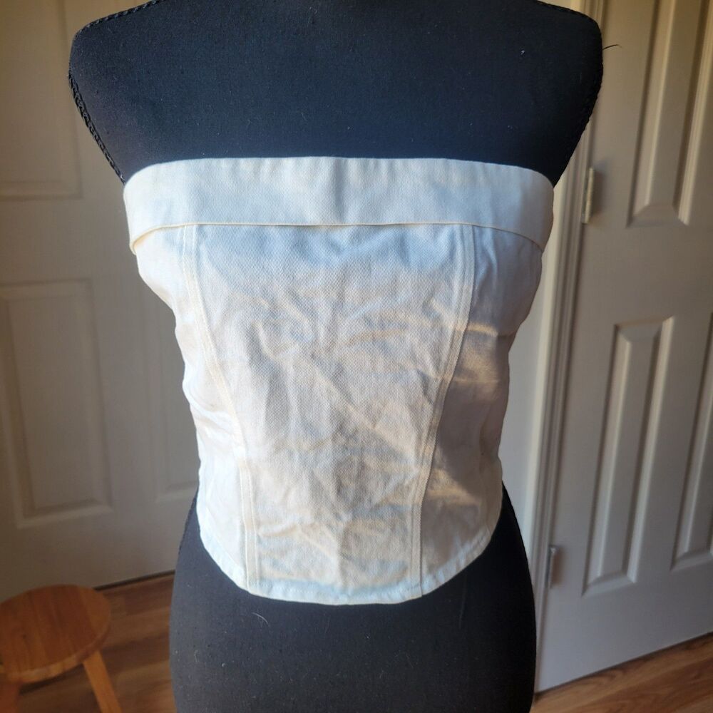 Vestique Off-White Cream Strapless Corset Top NWT - Size M